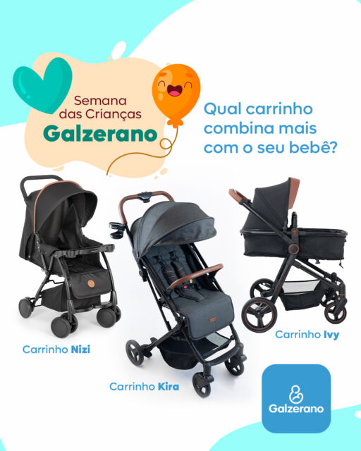 A Semana das Crianças chegou para celebrar a diversão, as descobertas da infância e muitos momentos gostosos em família. Por isso, a Galzerano reuniu algumas dicas e informações especiais para curtir essa data ao lado dos pequenos. 👦👧 

Para começar, selecionamos três carrinhos incríveis para viver novas aventuras. 
Passe para o lado e descubra qual modelo foi feito para o seu bebê. 

Visite uma de nossas lojas parceiras e saiba mais. 💛 

#semanadascrianças #carrinhodebebê #famíliaemmovimento #diversão #galzerano