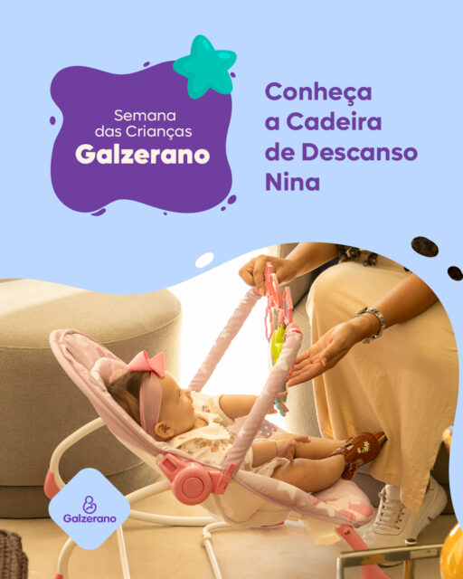 Para encerrar a Semana das Crianças, uma escolha que combina conforto e diversão. Com balanço acolhedor, vibração suave e móbile musical, a Cadeira de Descanso Nina da Galzerano é o espaço perfeito para o aconchego, as descobertas e o desenvolvimento do seu bebê. 

👉 Regulagem de encosto em 2 posições 
👉 Assento acolchoado, macio e de fácil higienização 
👉 Função balanço com travamento 
👉 Apoio de cabeça 
👉 Embalagem com 4 unidades (pilha 1D) 

Visite uma de nossas lojas parceiras e saiba mais. 💛 

#semanadascrianças #cadeiranina #diversãodobebê #horadodescanso #galzerano